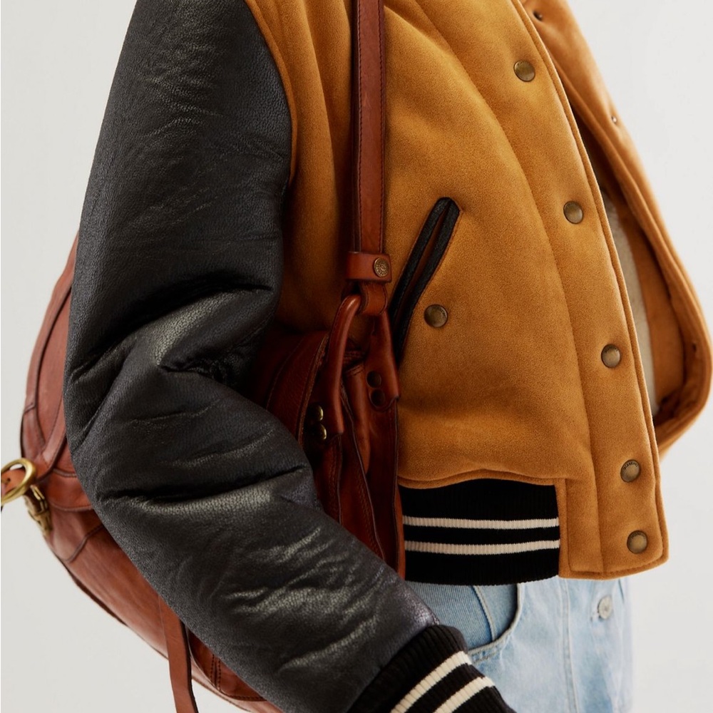 Blank NYC Black and Tan Bomber Jacket with Ribbed Trim